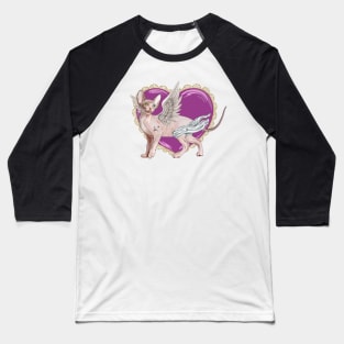 Valentines Day Sphynx Cat Cupid with Heart Baseball T-Shirt